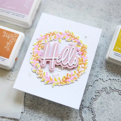 Pinkfresh Studio Overlapping leafy wreath stencil - Crafty Meraki