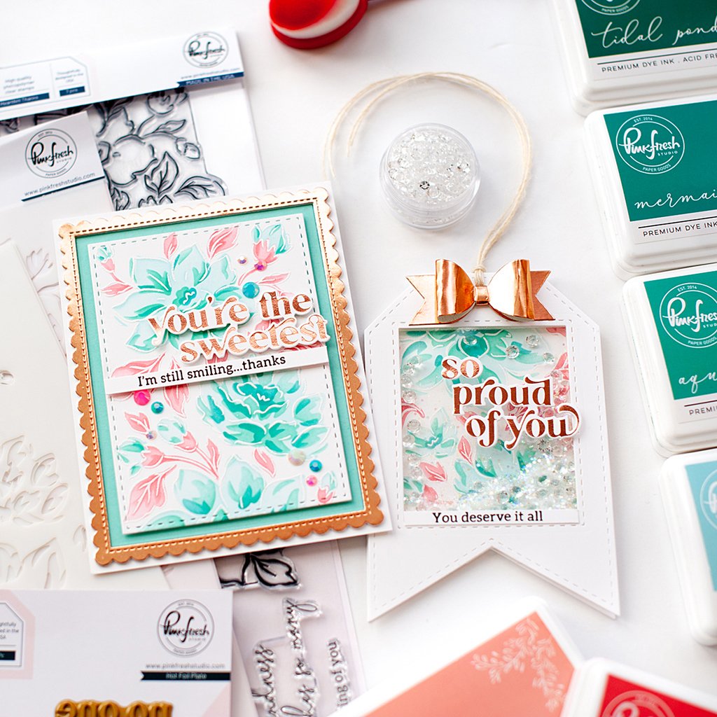 Pinkfresh Studio Heartfelt Thanks layering stencil set - Crafty Meraki