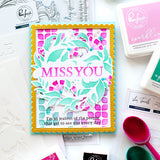 pinkfresh studio Slim Leafy Squares Stencil - Crafty Meraki