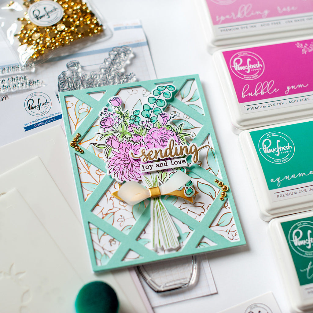 Pinkfresh Studio Floral Vase layering stencil set - Crafty Meraki