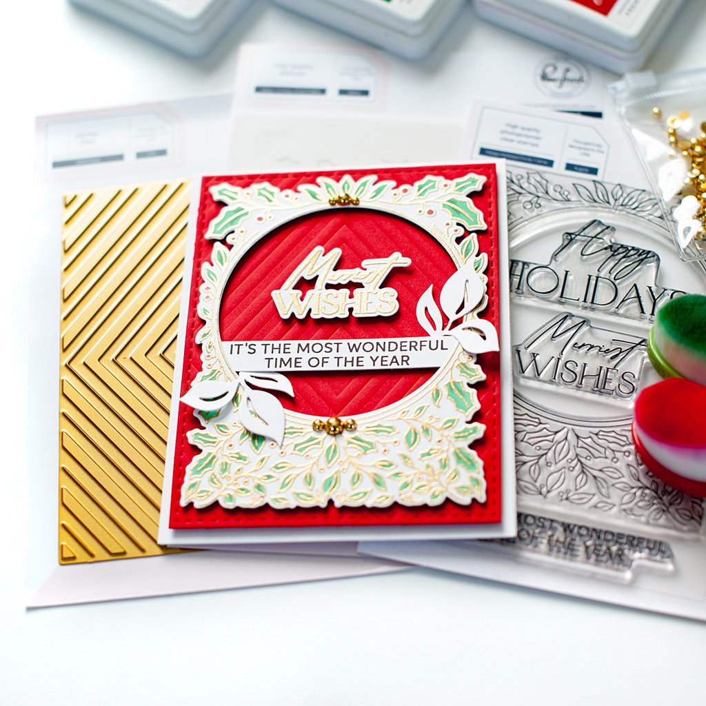 Pinkfresh Studio Happy Holidays Circle Frame layering stencil set - Crafty Meraki