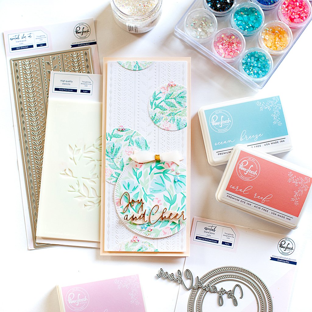 Pinkfresh Studio Floral Print Circle Layered Stencil set - Crafty Meraki