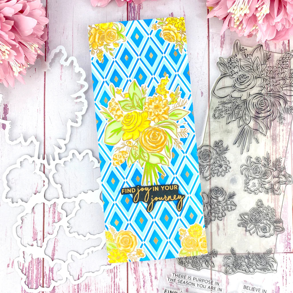 Pinkfresh Studio Joyful bouquet stencil - Crafty Meraki