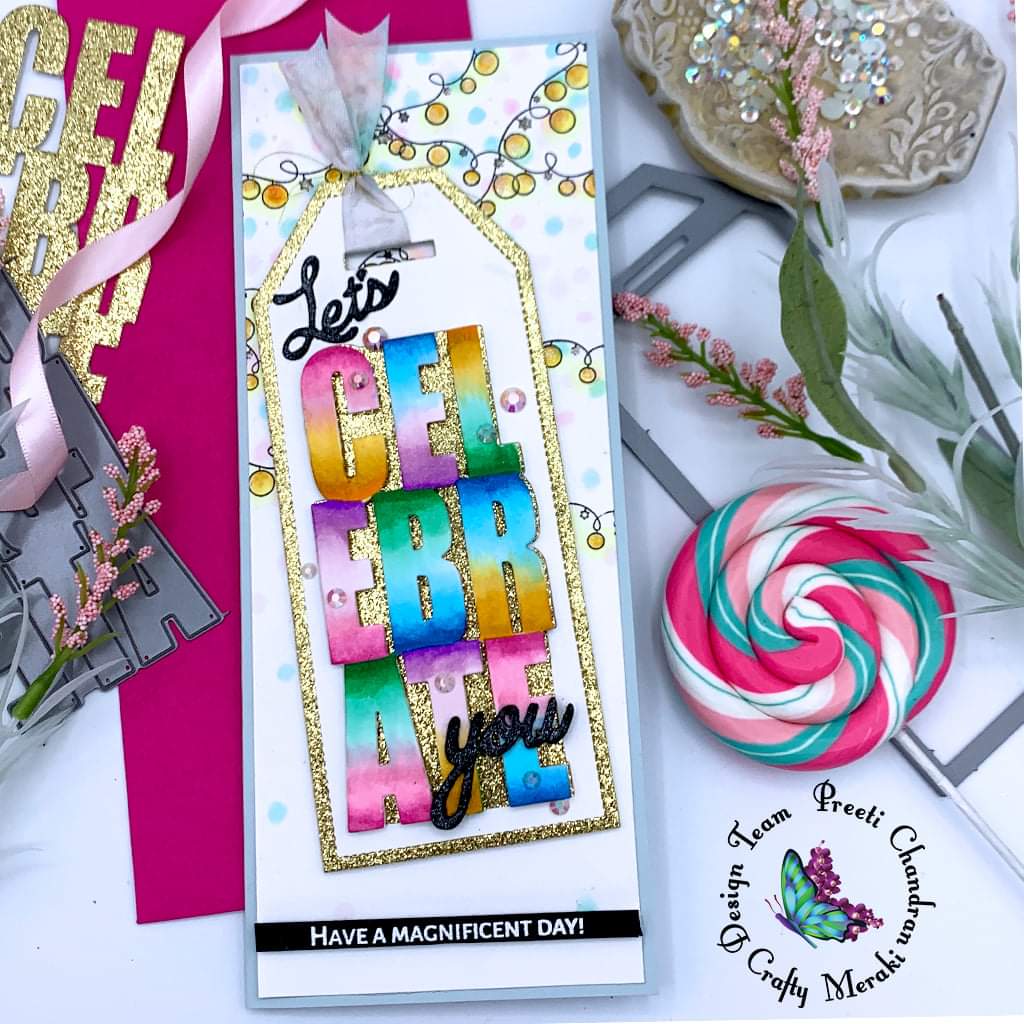 Crafty Meraki Celebrate Tag Slimline die - Crafty Meraki