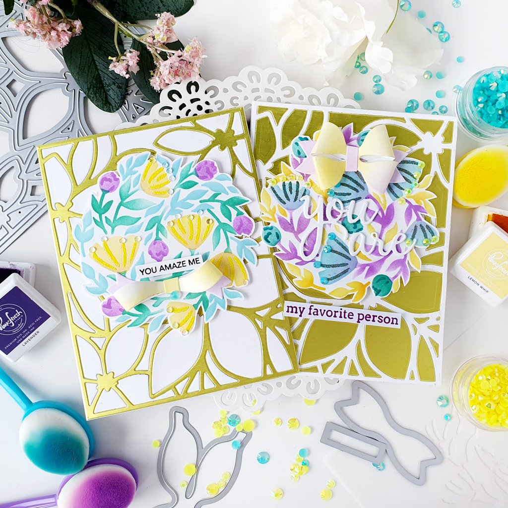 Pinkfresh Studio Floral Print Circle Layered Stencil set - Crafty Meraki