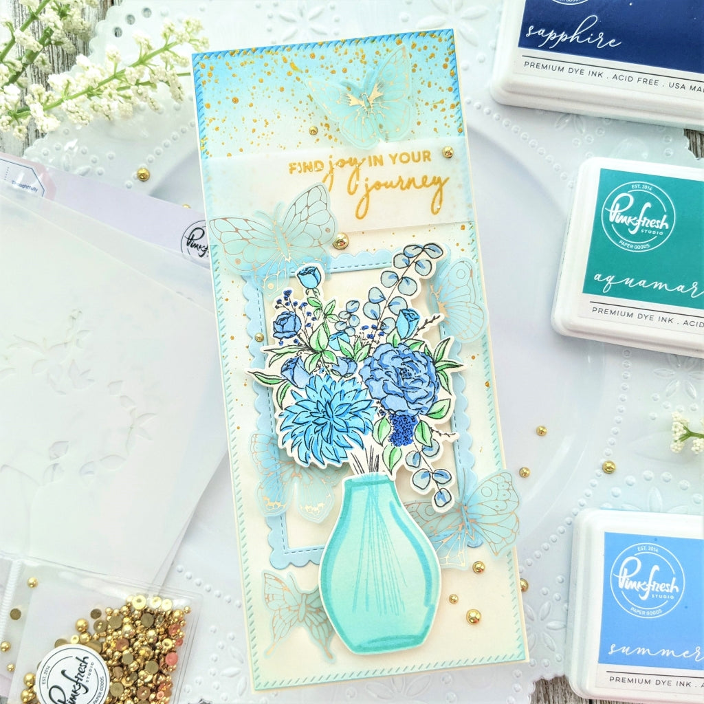 Pinkfresh Studio Floral Vase layering stencil set - Crafty Meraki