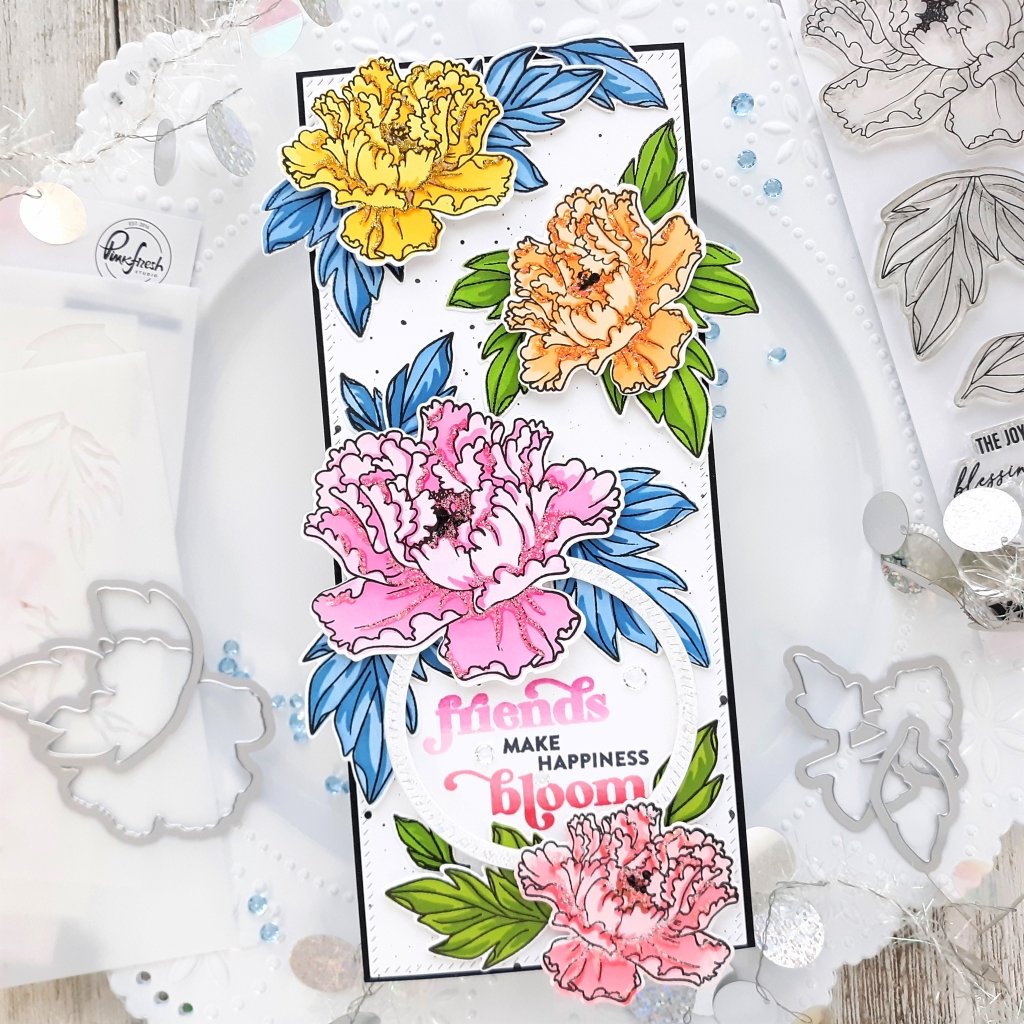Pinkfresh Studio Friendship Blooms layering Stencil set - Crafty Meraki