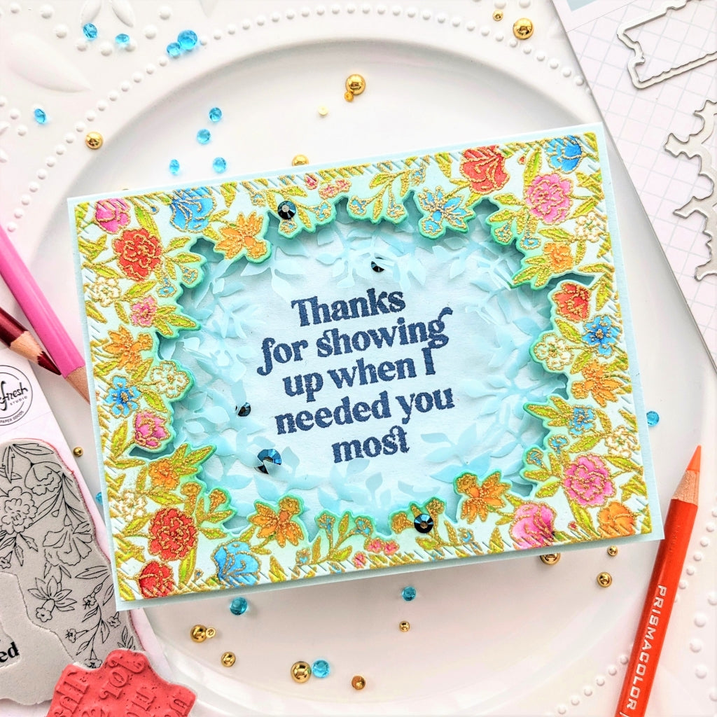 Pinkfresh Studio Happy Bloom stencil - Crafty Meraki