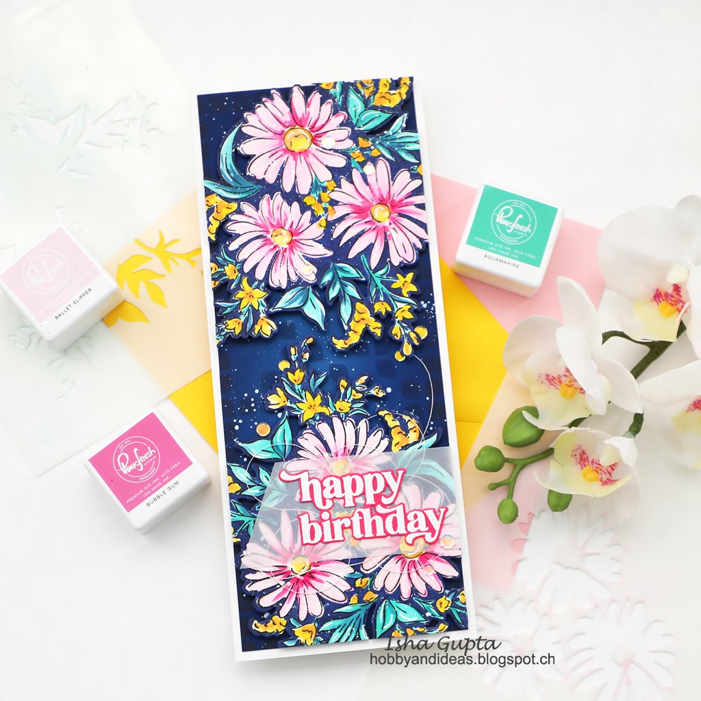 Pinkfresh Studio Floral Bunch layering stencil set - Crafty Meraki