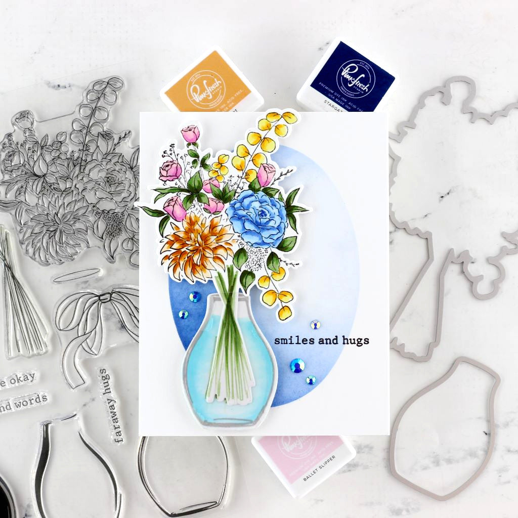 Pinkfresh Studio Floral Vase layering stencil set - Crafty Meraki