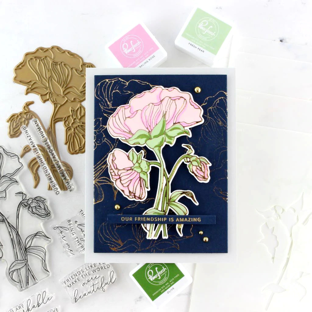 Pinkfresh Studio Thankful for friends hot foil plate - Crafty Meraki