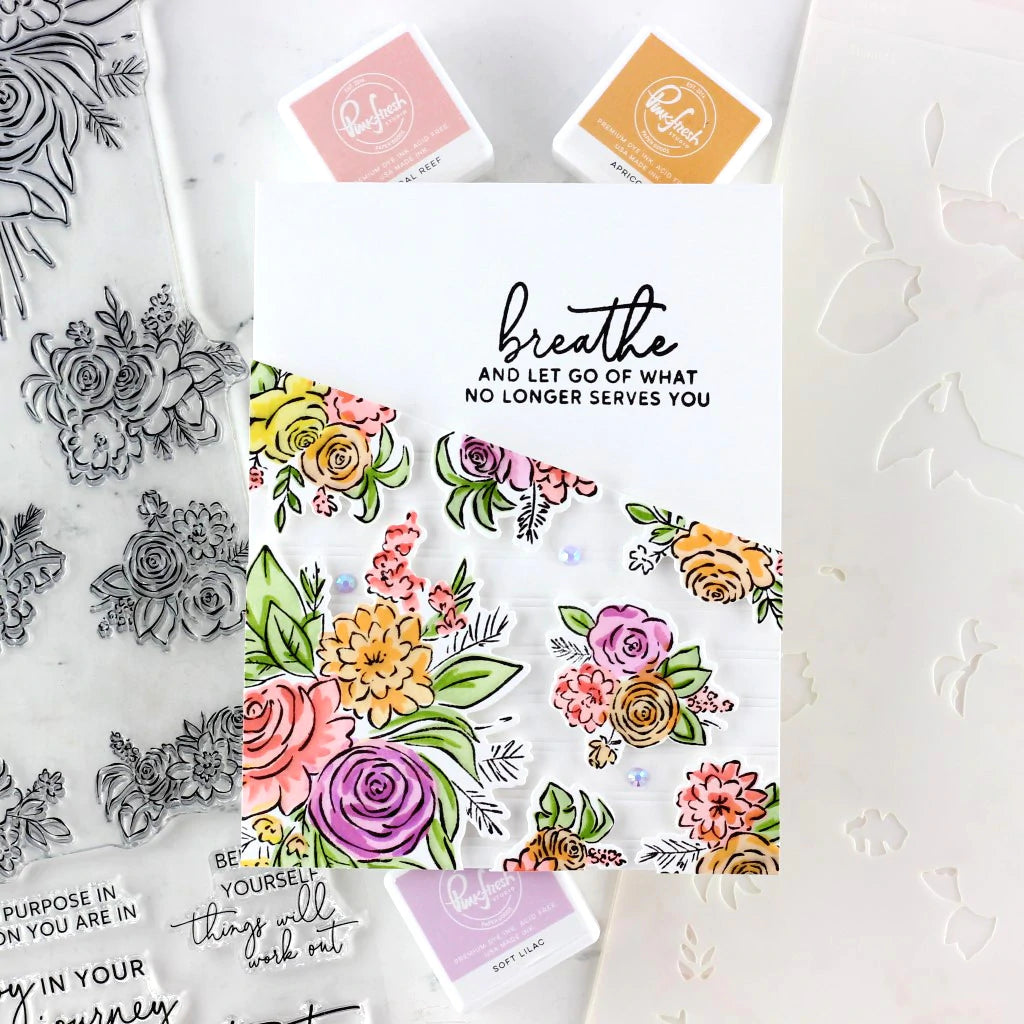 Pinkfresh Studio Joyful bouquet stencil - Crafty Meraki