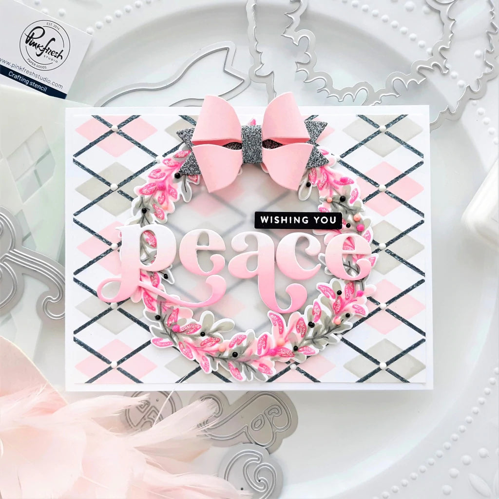 Pinkfresh Studio Overlapping leafy wreath stencil - Crafty Meraki