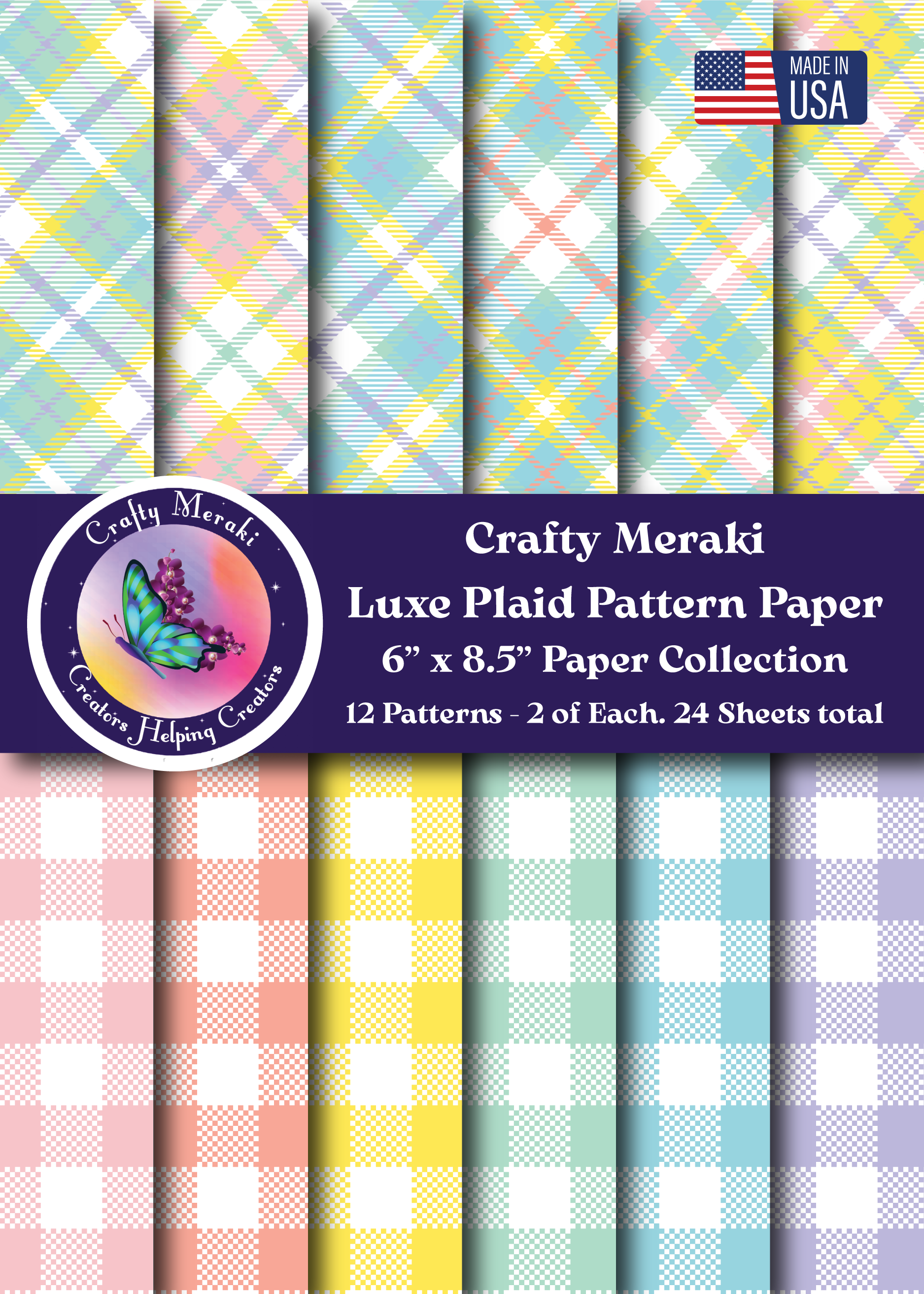 Crafty Meraki Luxe Plaid Pattern Paper Pack