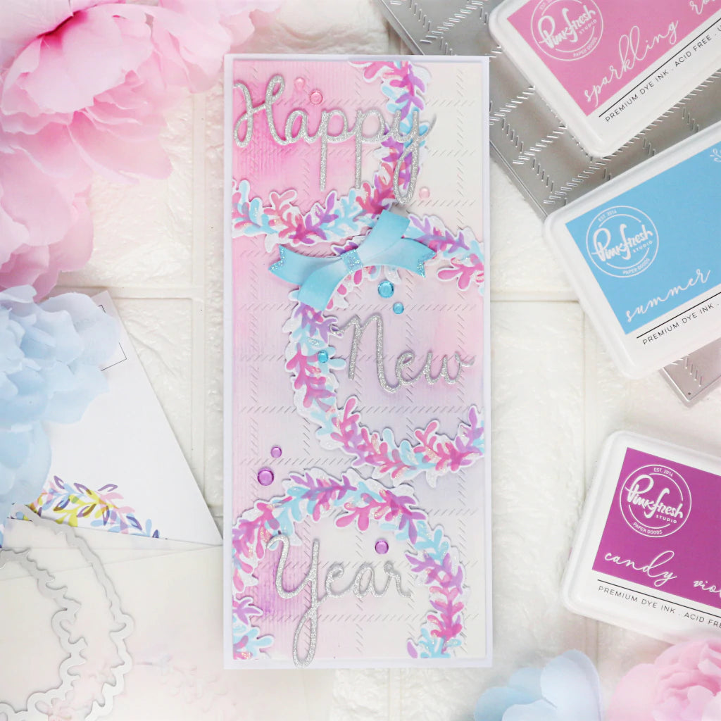 Pinkfresh Studio Overlapping leafy wreath stencil - Crafty Meraki