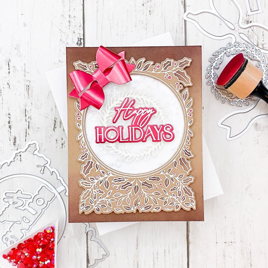 Pinkfresh Studio Happy Holidays Circle Frame layering stencil set - Crafty Meraki