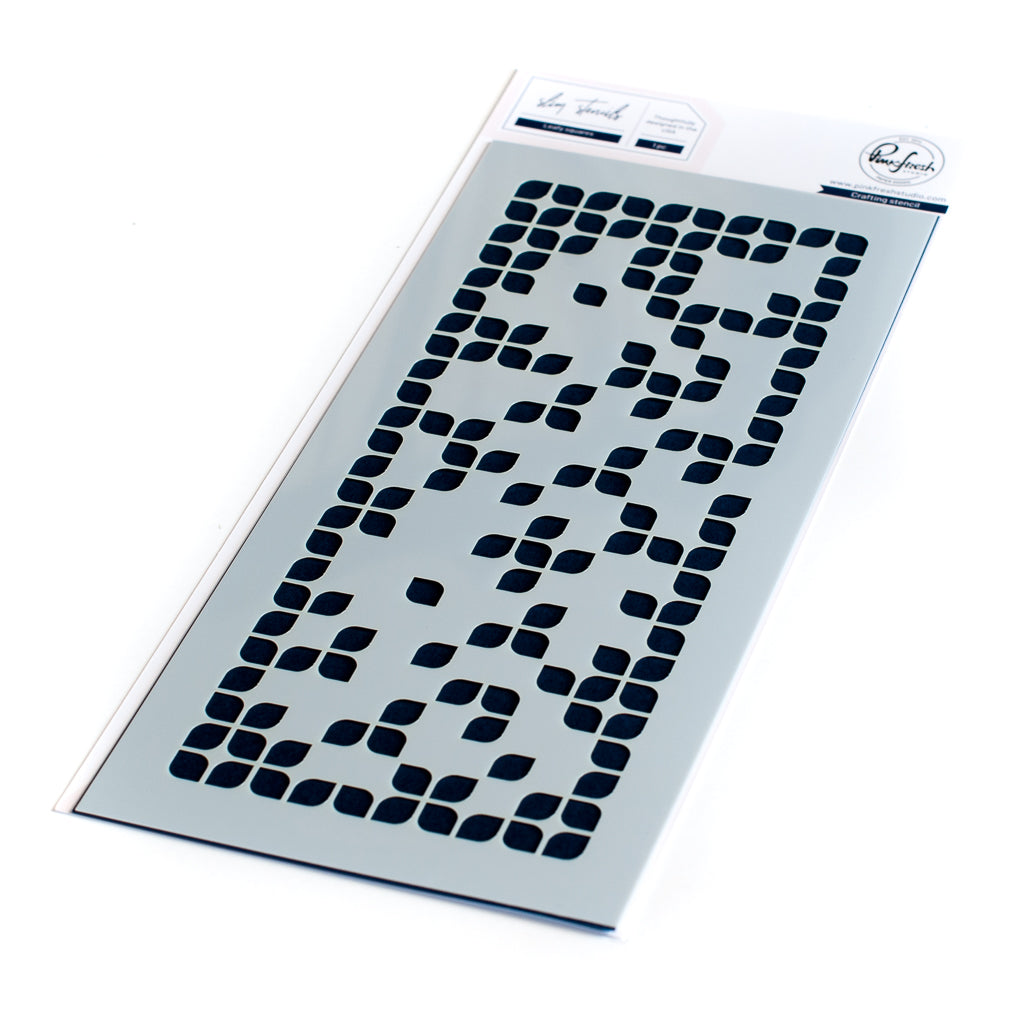 pinkfresh studio Slim Leafy Squares Stencil - Crafty Meraki