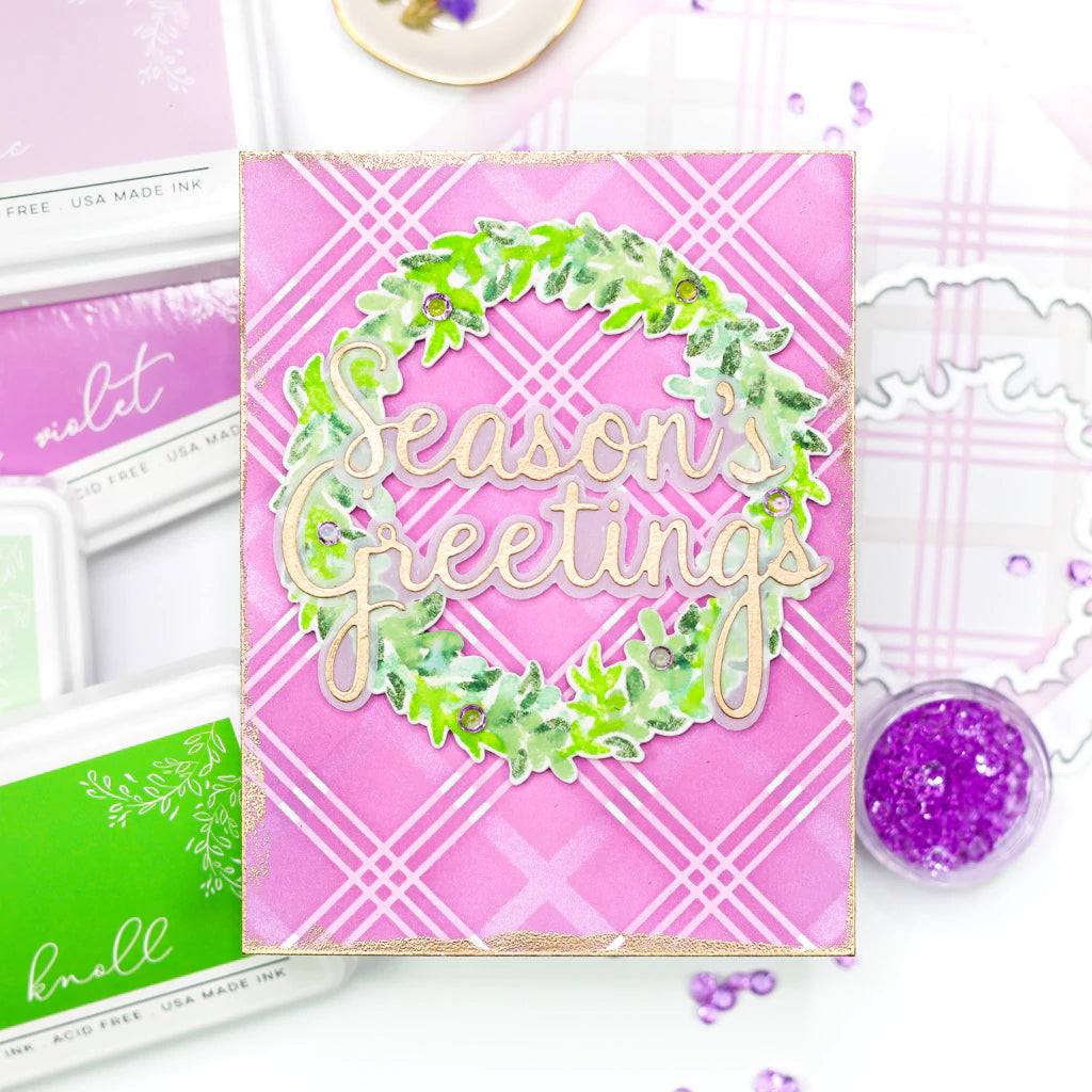Pinkfresh Studio Overlapping leafy wreath stencil - Crafty Meraki