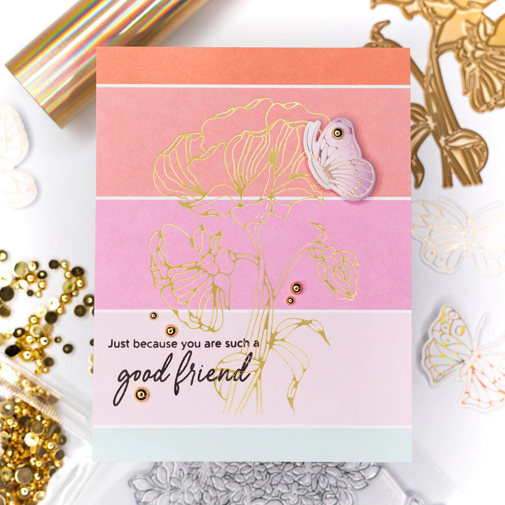 Pinkfresh Studio Thankful for friends hot foil plate - Crafty Meraki