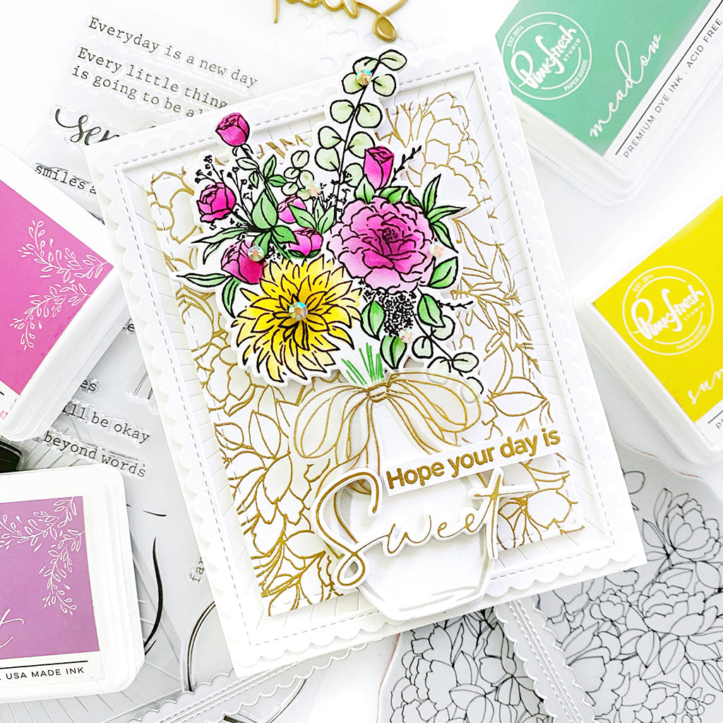 Pinkfresh Studio Floral Vase layering stencil set - Crafty Meraki