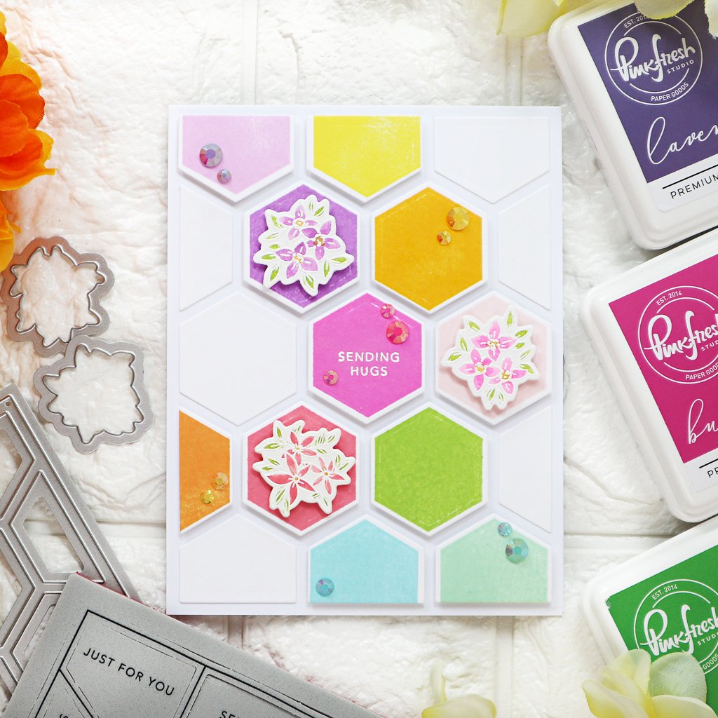 Pinkfresh Studio Hexagon Floral Bunches Die Set - Crafty Meraki