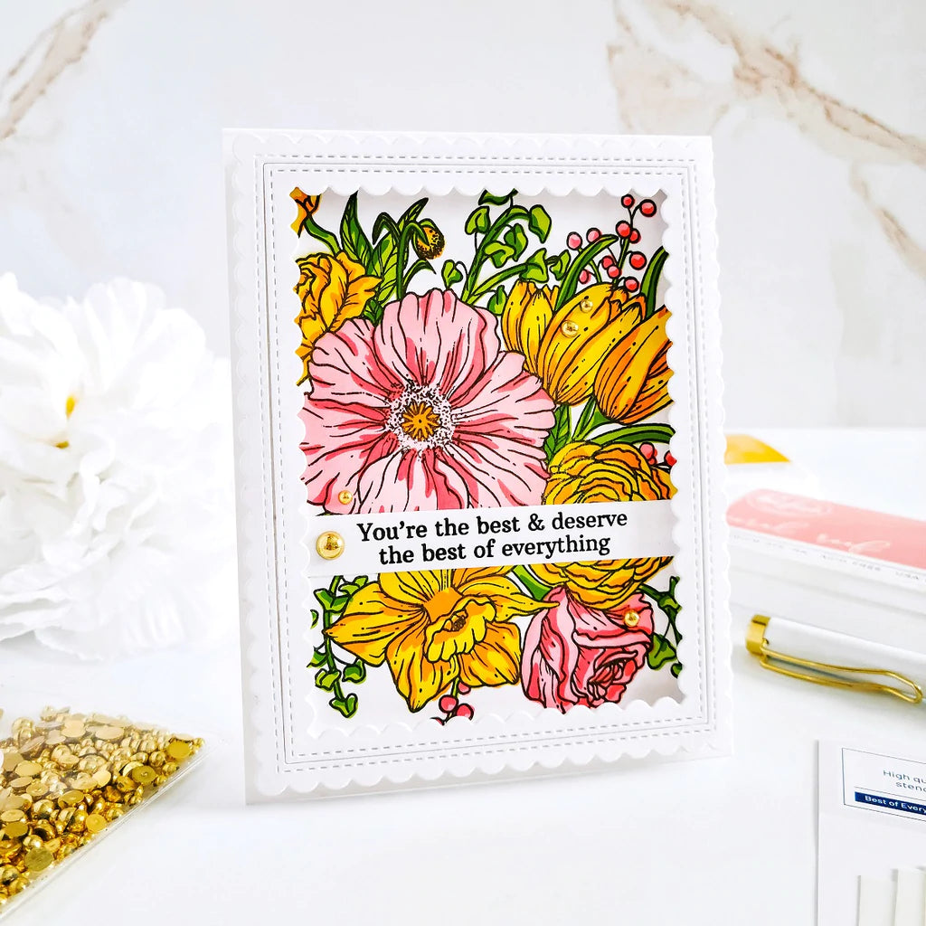 Pinkfresh Studio Best of everything floral stencil - Crafty Meraki