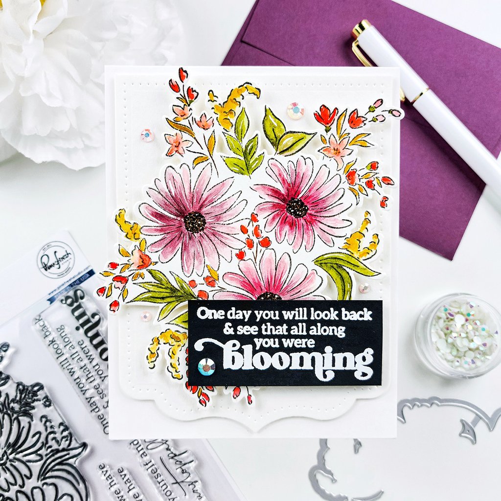 Pinkfresh Studio Floral Bunch layering stencil set - Crafty Meraki