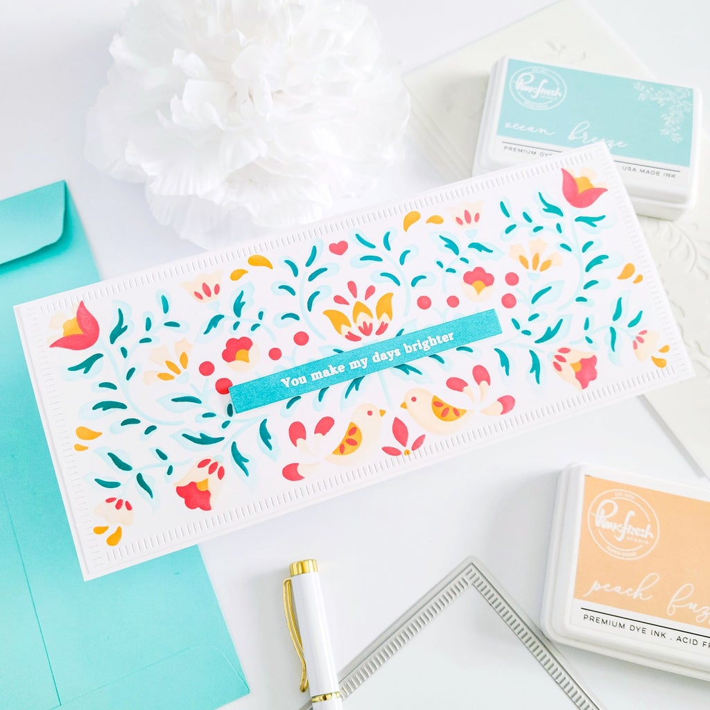 Pink Fresh Studio Folk Art Slimline layering stencils - Crafty Meraki