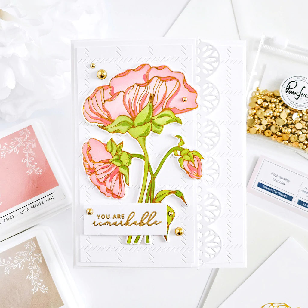 Pinkfresh Studio Thankful for friends hot foil plate - Crafty Meraki