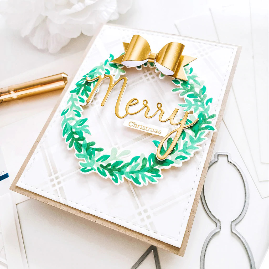 Pinkfresh Studio Overlapping leafy wreath stencil - Crafty Meraki