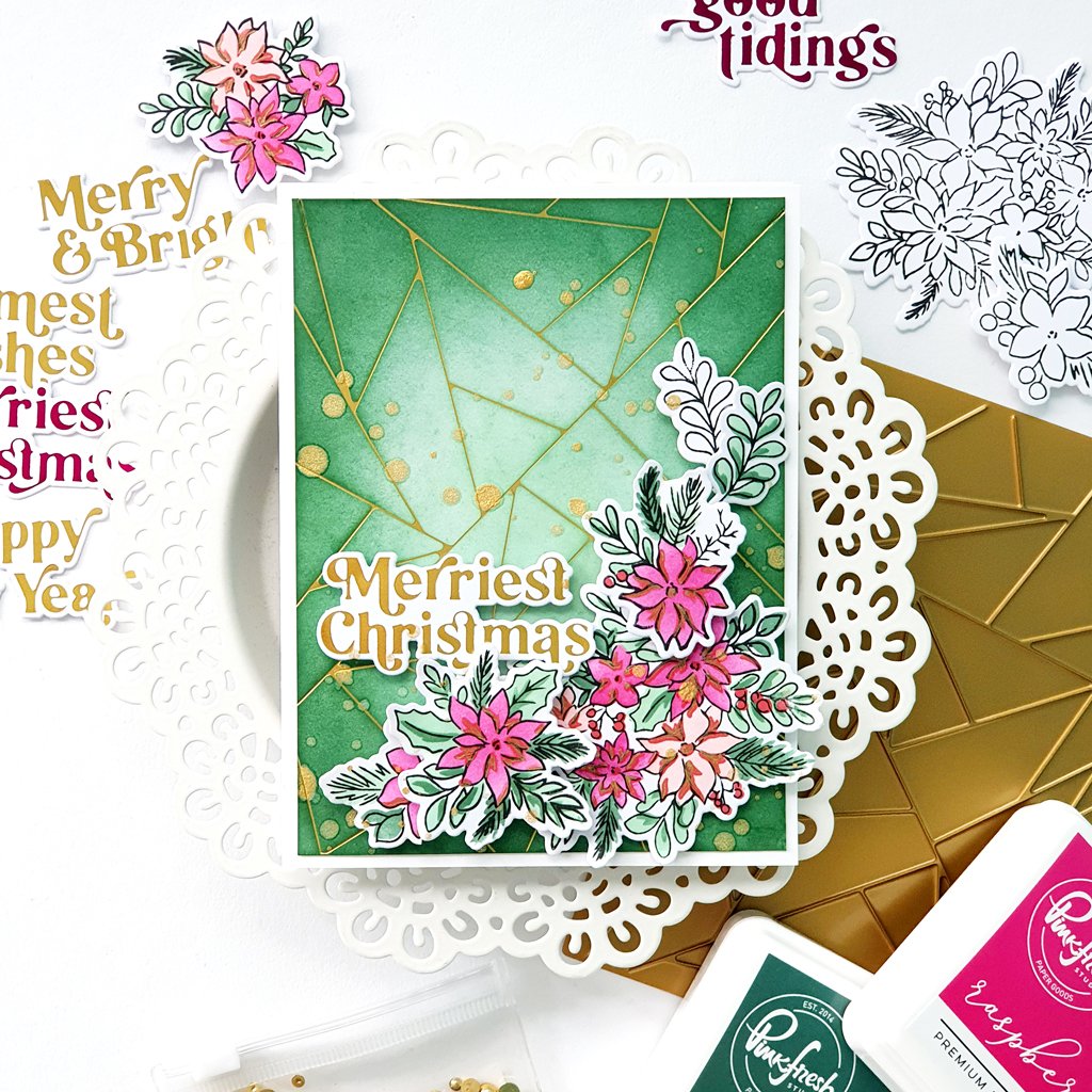 Pinkfresh Studio Poinsettia layering stencil set - Crafty Meraki