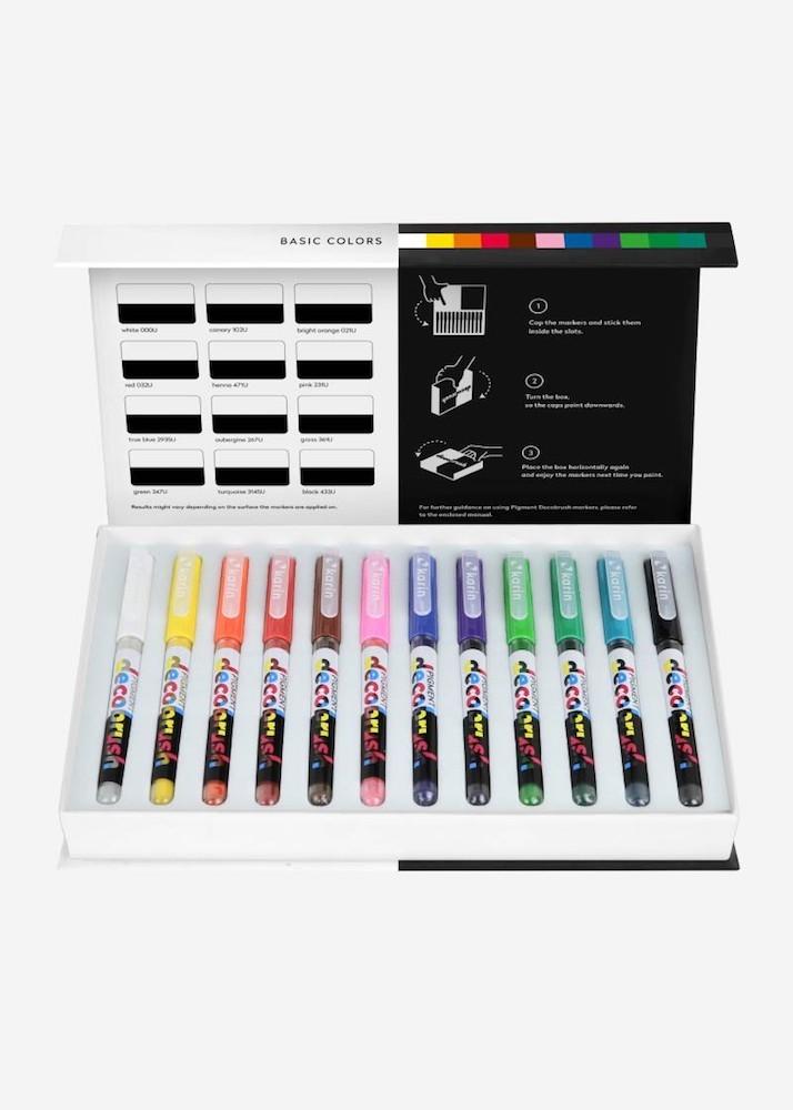 Karin Markers Pigment Deco Brush 12 Basic Colors Collection - Crafty Meraki