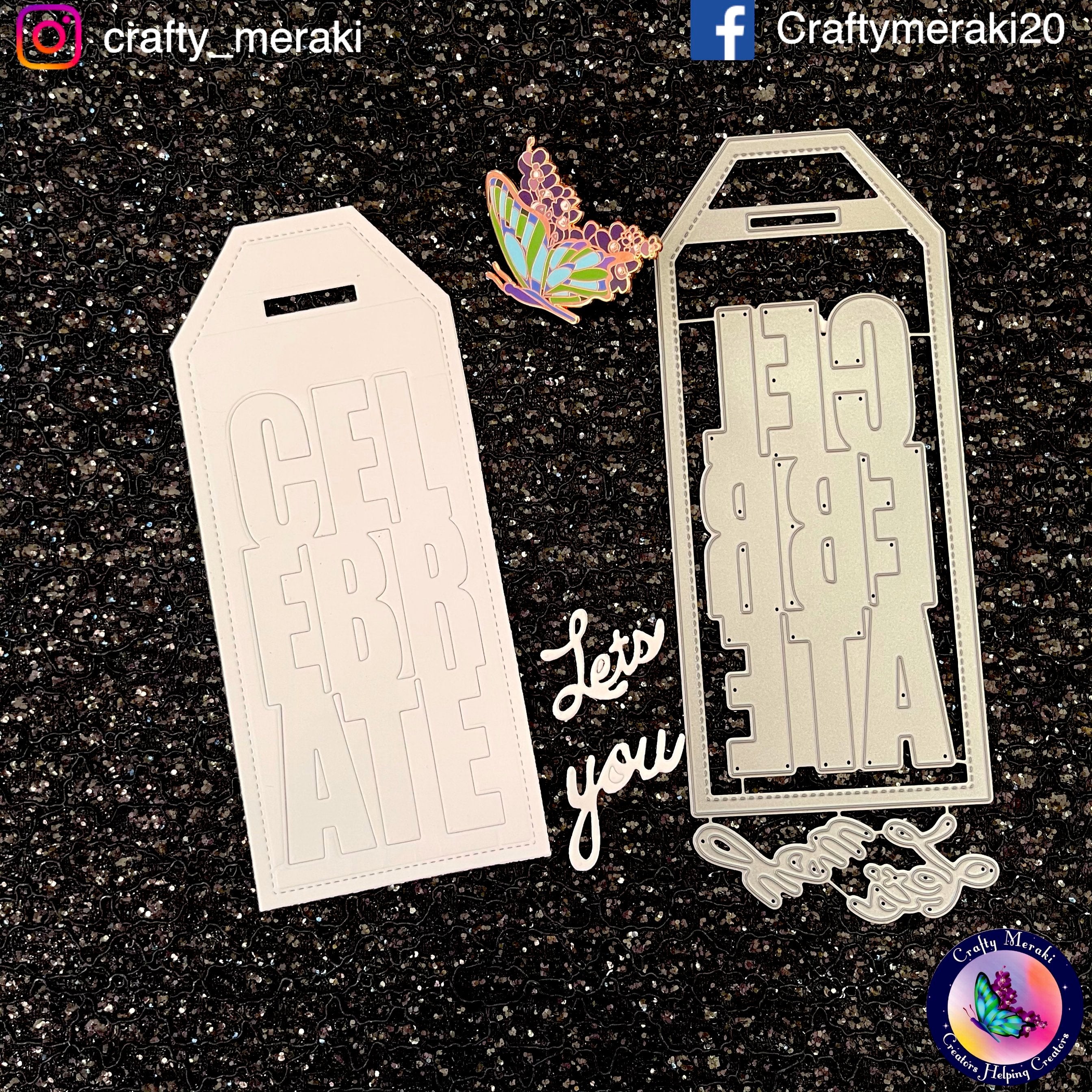 Crafty Meraki Celebrate Tag Slimline die - Crafty Meraki