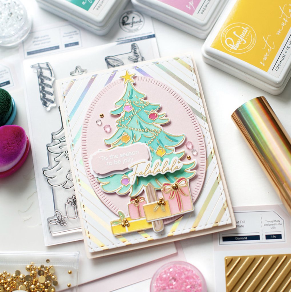 Pinkfresh Studio Under the Christmas Tree layering stencil set - Crafty Meraki