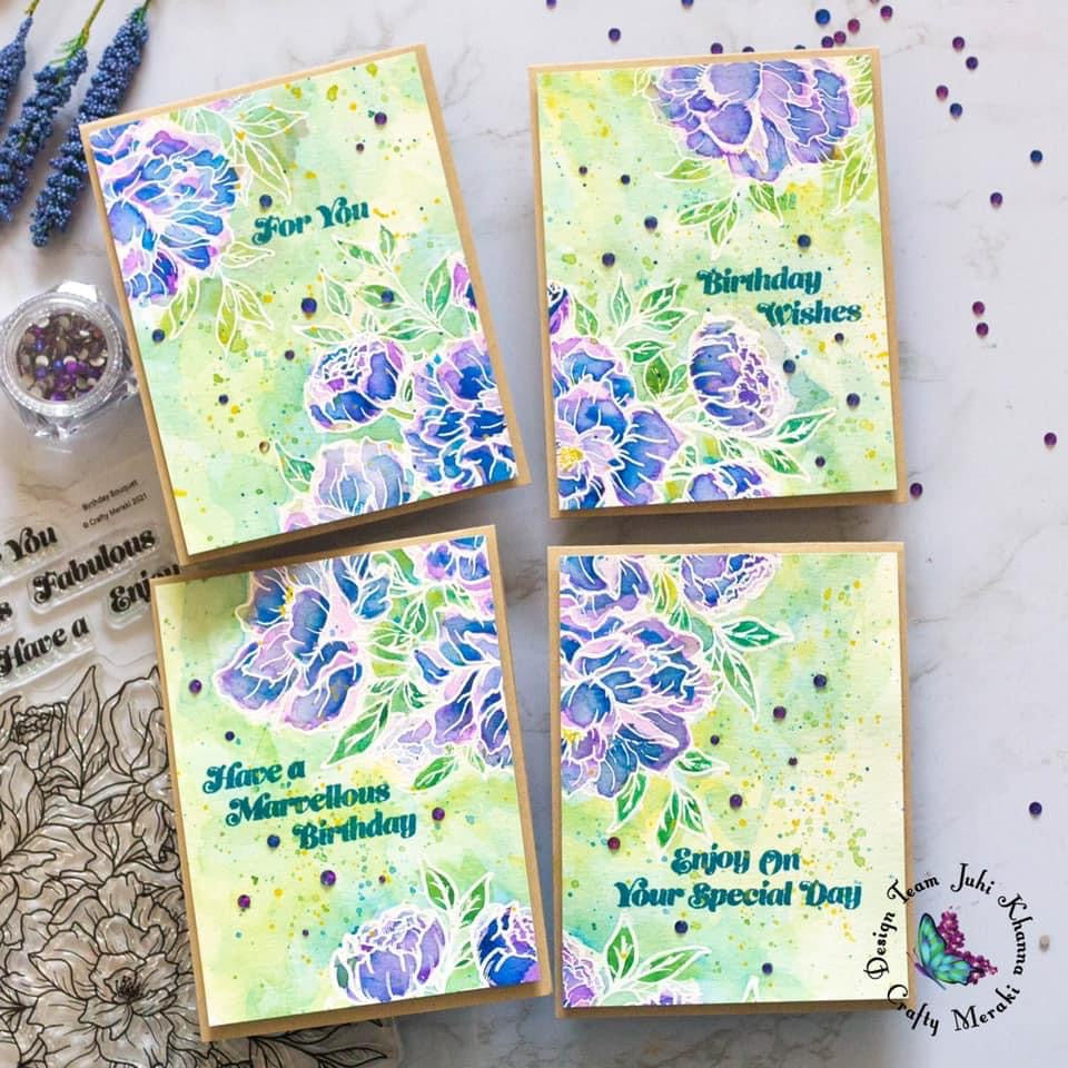 Crafty Meraki Birthday Bouquet Stamp Set - Crafty Meraki