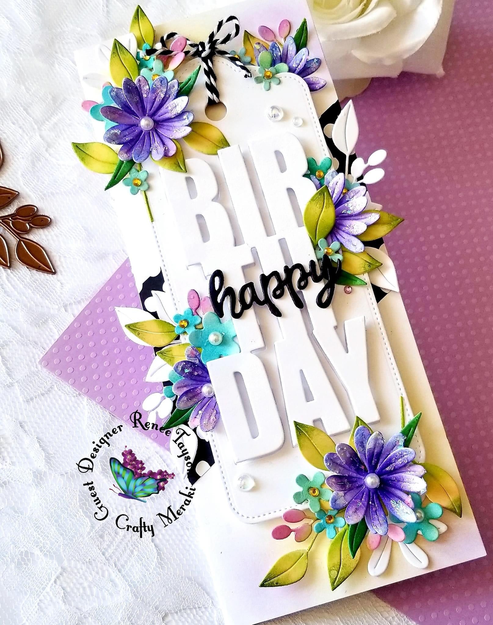 Crafty Meraki Birthday Slimline Tag die - Crafty Meraki