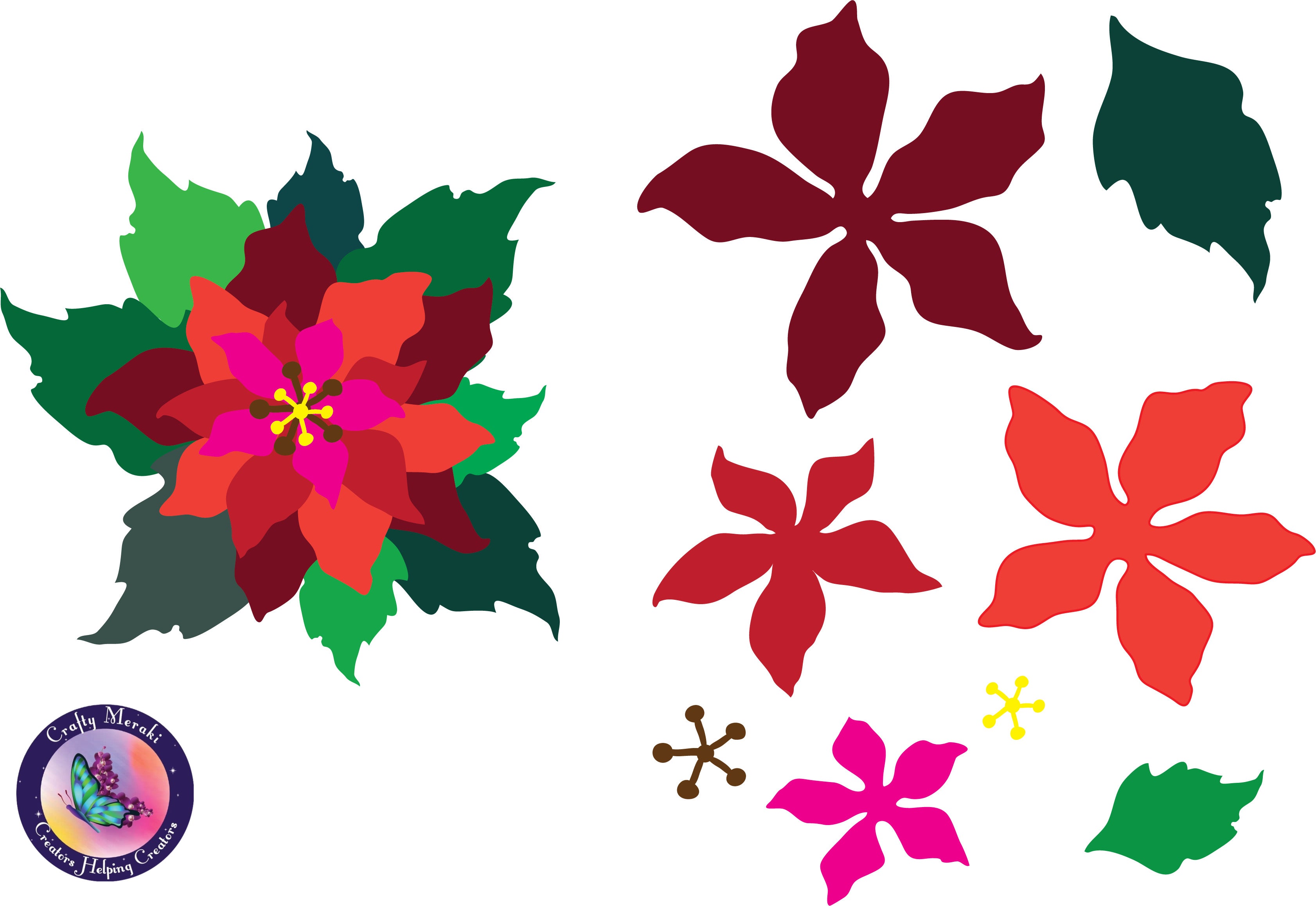 Crafty Meraki Christmas Flower Layering die - Crafty Meraki