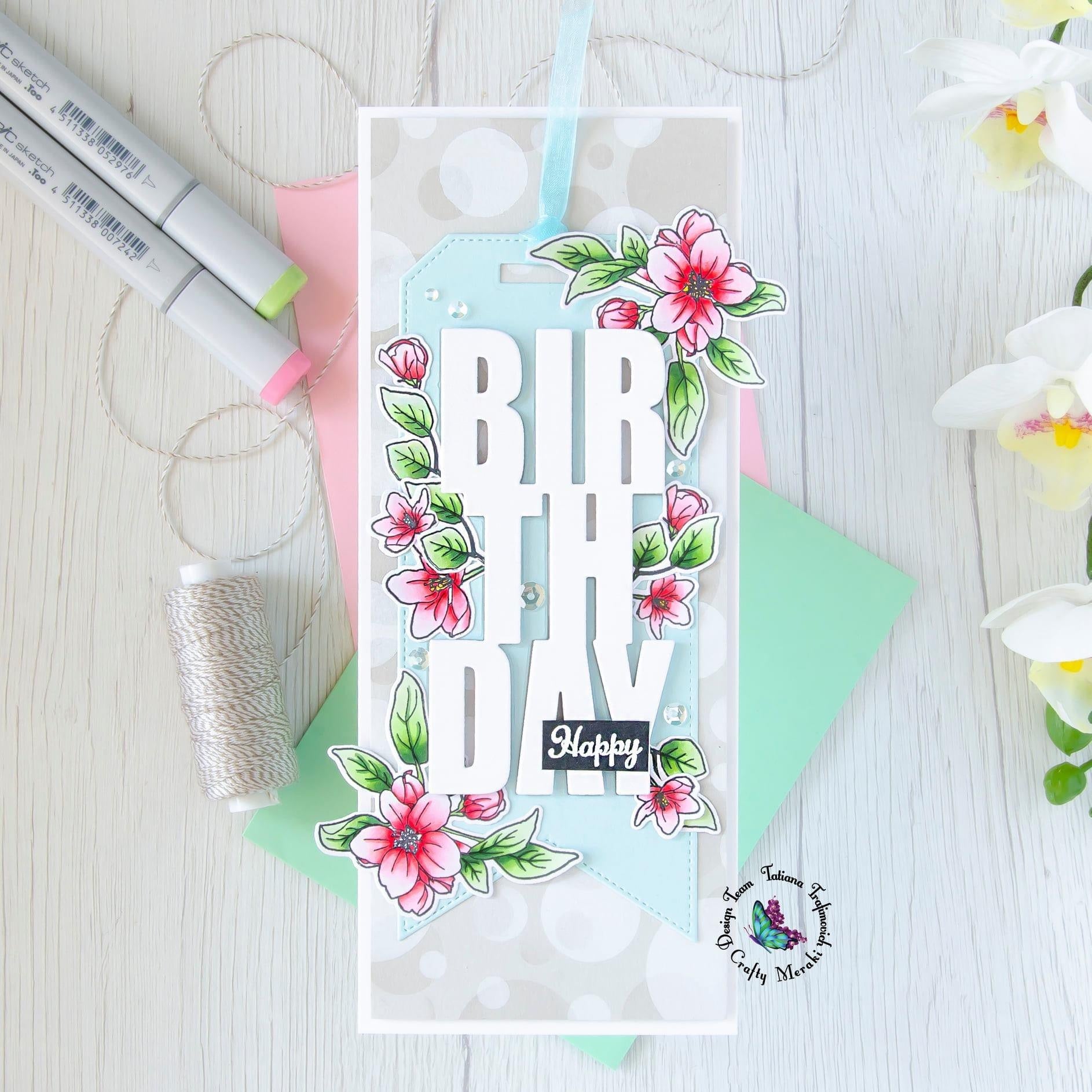 Crafty Meraki Birthday Slimline Tag die - Crafty Meraki