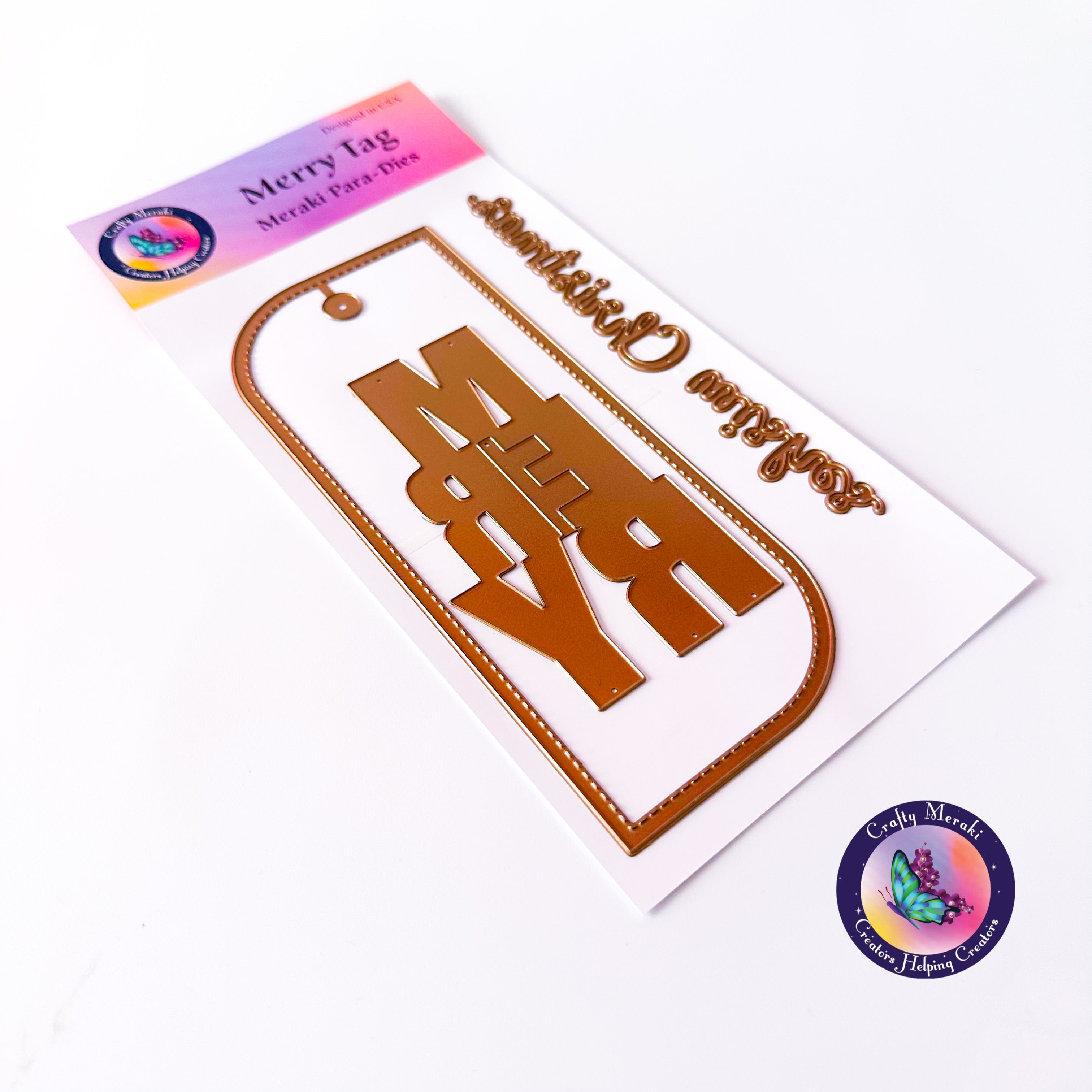 Crafty Meraki Merry Slimline Tag die - Crafty Meraki