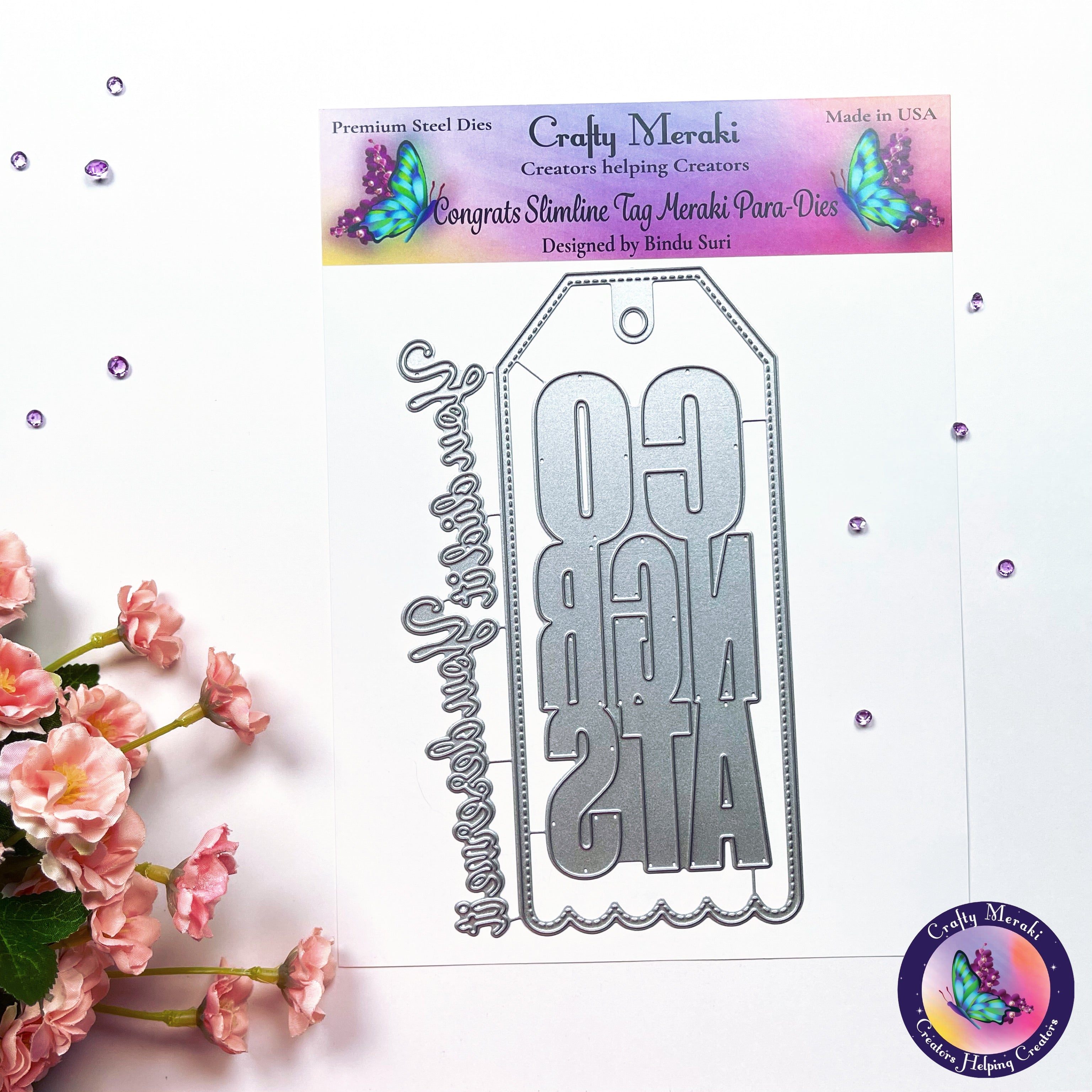 Crafty Meraki Congrats Slimline Tag die - Crafty Meraki