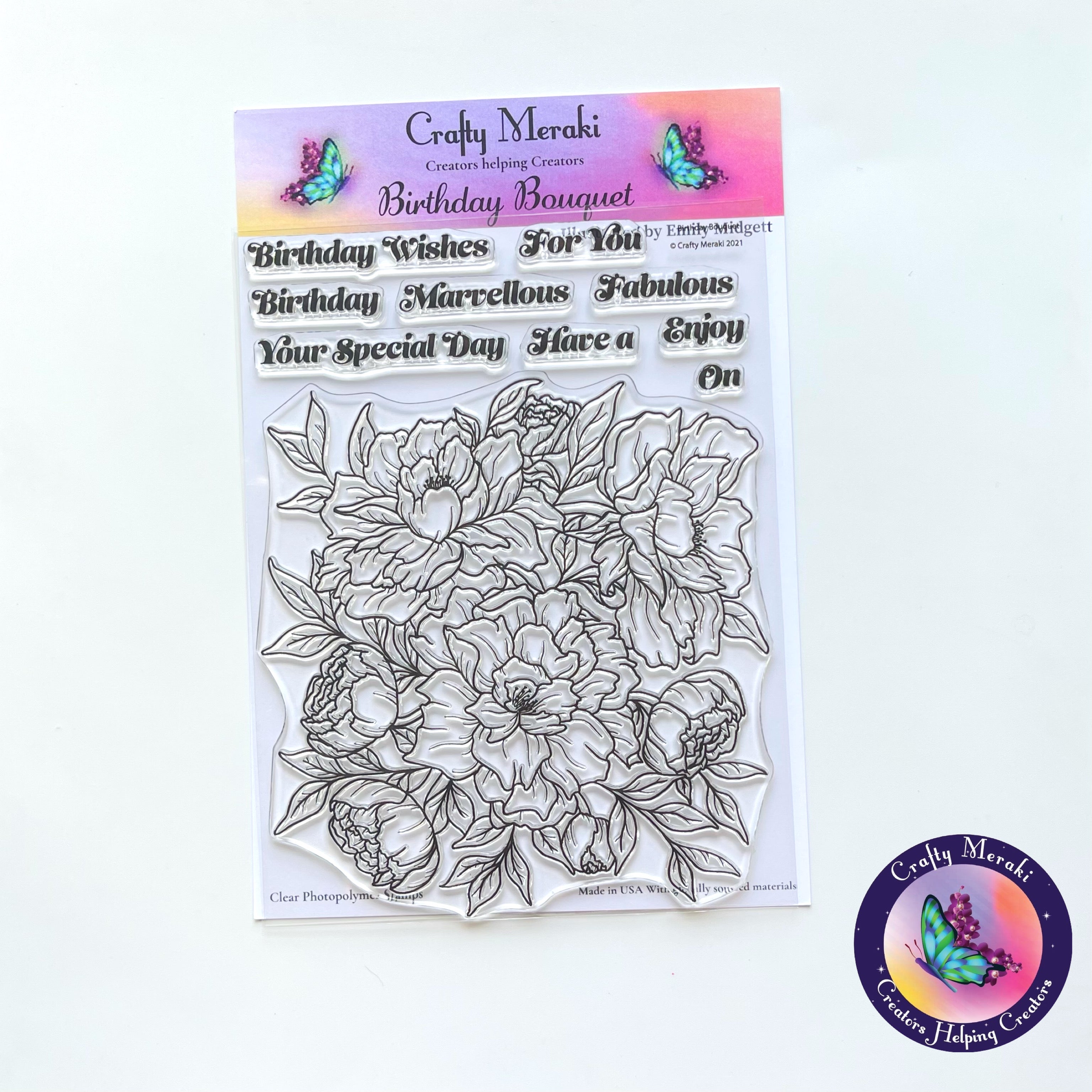 Crafty Meraki Birthday Bouquet Stamp Set - Crafty Meraki