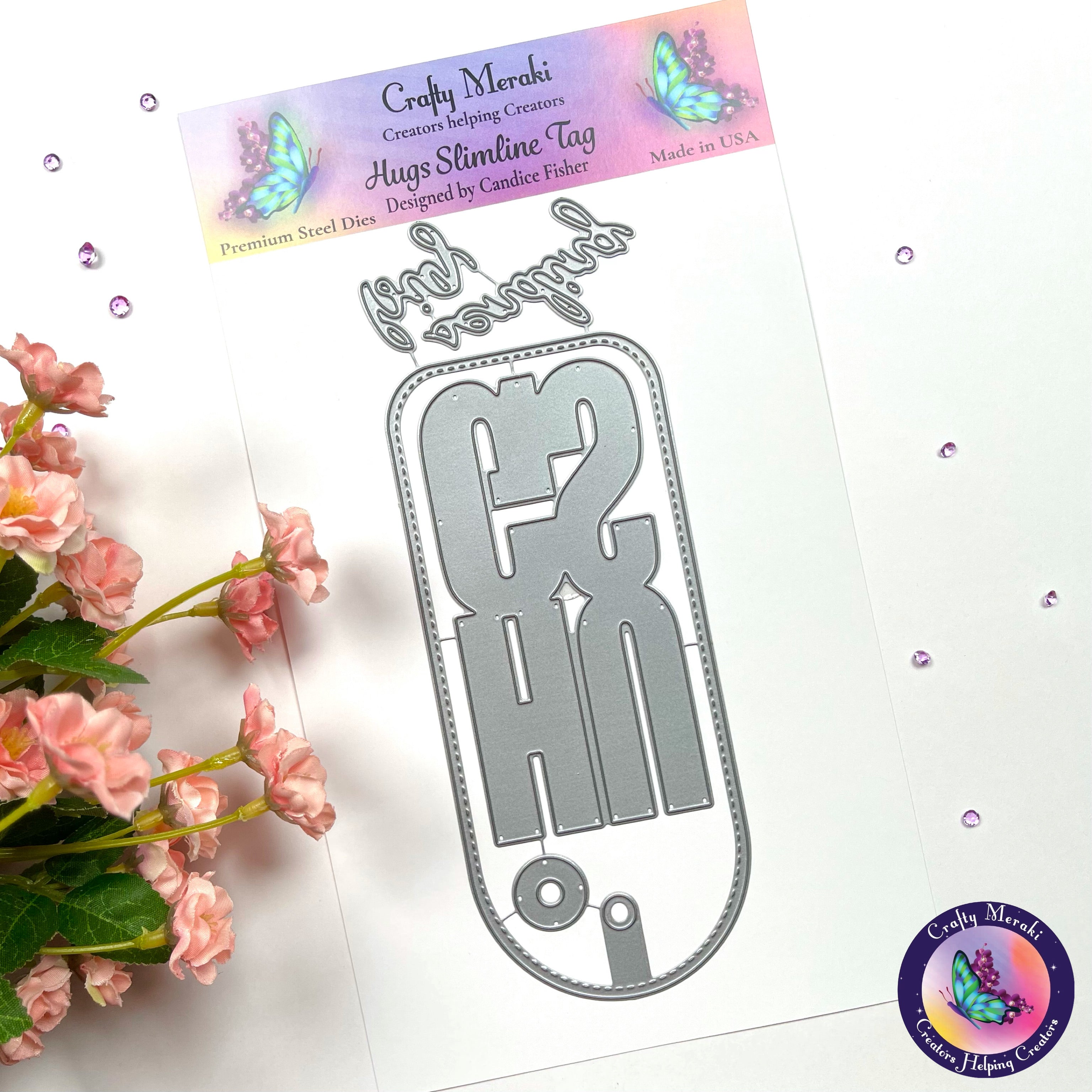 Crafty Meraki Hugs Slimline Tag die - Crafty Meraki