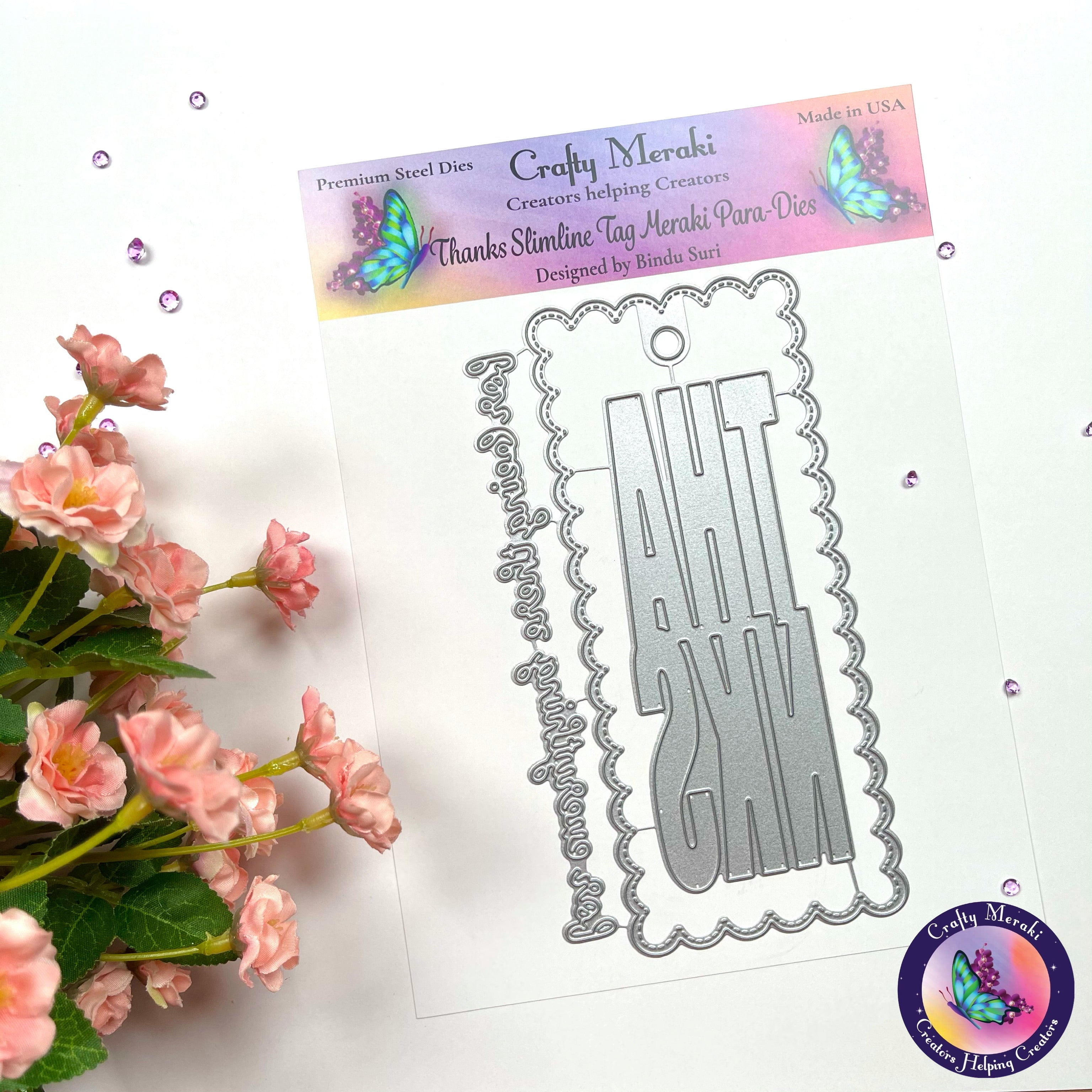 Crafty Meraki Thanks Slimline Para-dies - Crafty Meraki