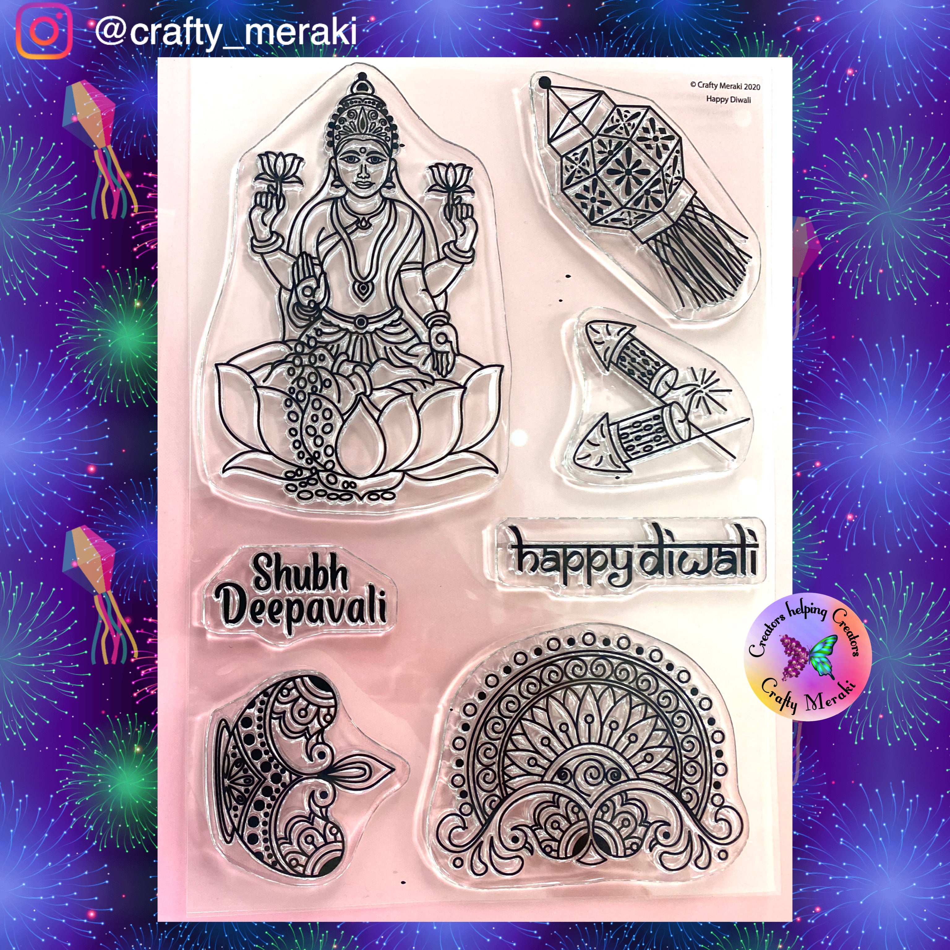 Crafty Meraki Happy Diwali Clear stamp set - Crafty Meraki