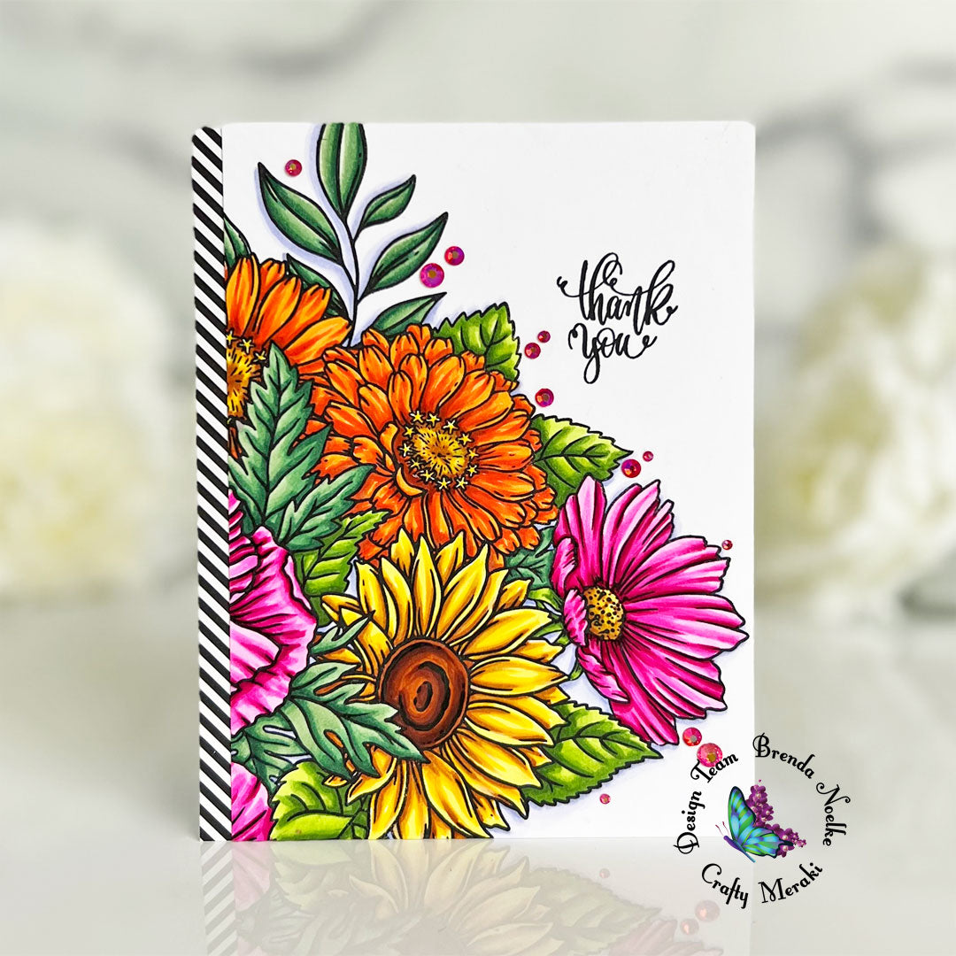 Bright Floral Thank You Card by Brenda