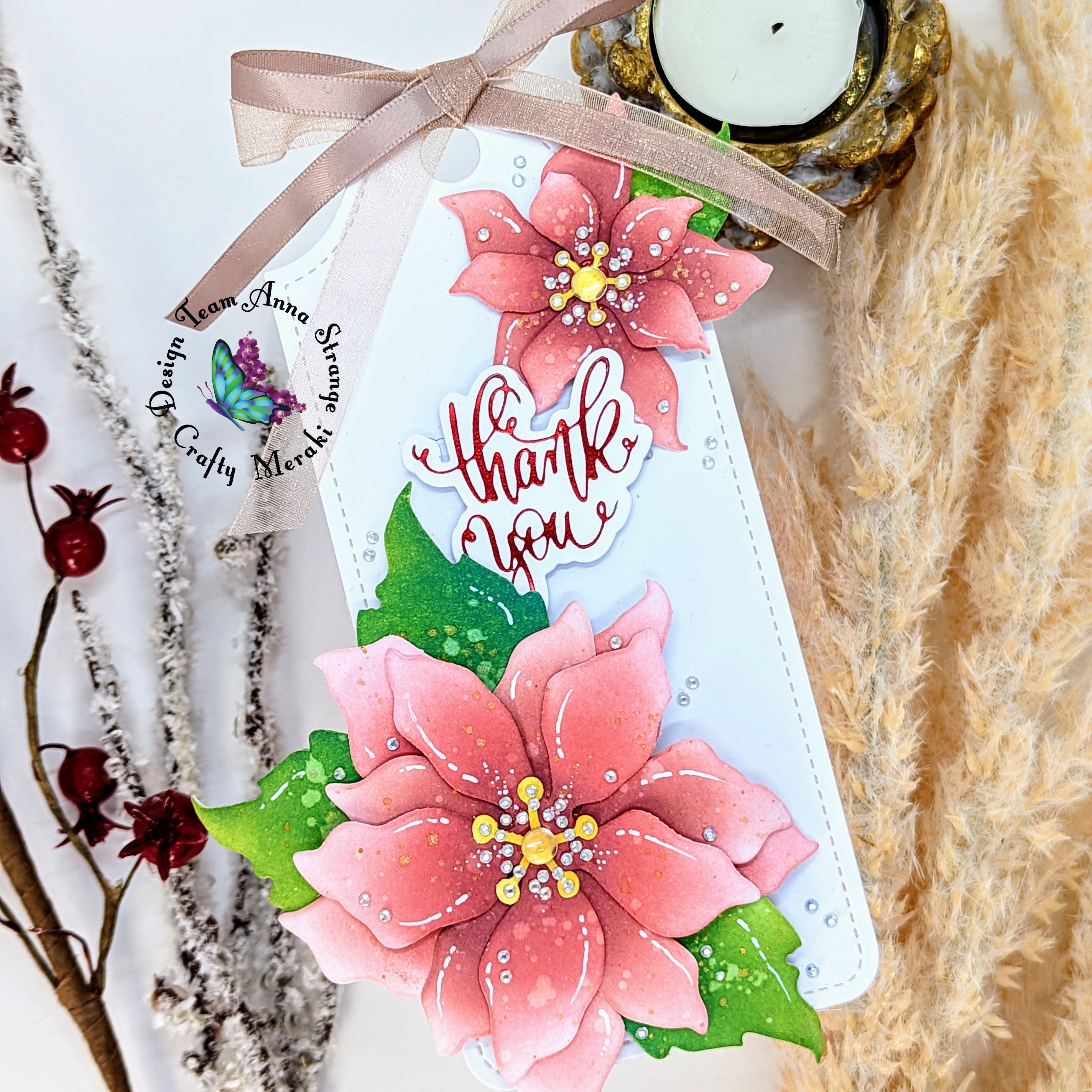 Slimline tag with Christmas Flower by Anna