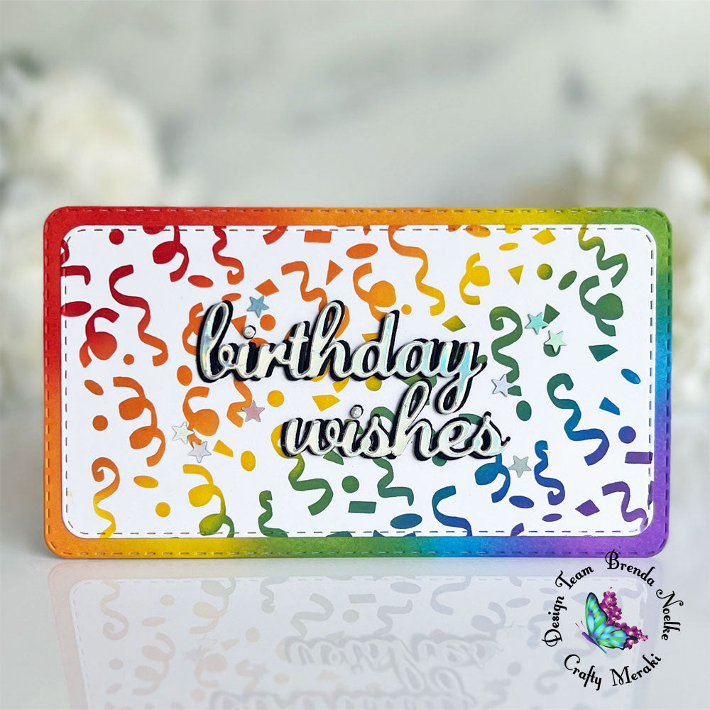 Rainbow Streamers Mini Slimline Birthday Card by Brenda