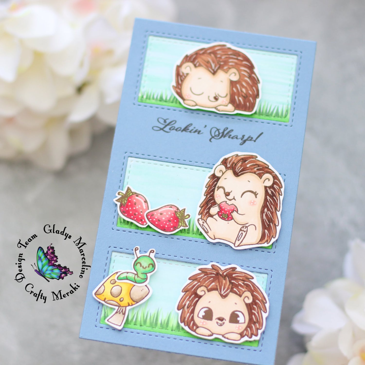 Sweet hedgehogs card by Gladys