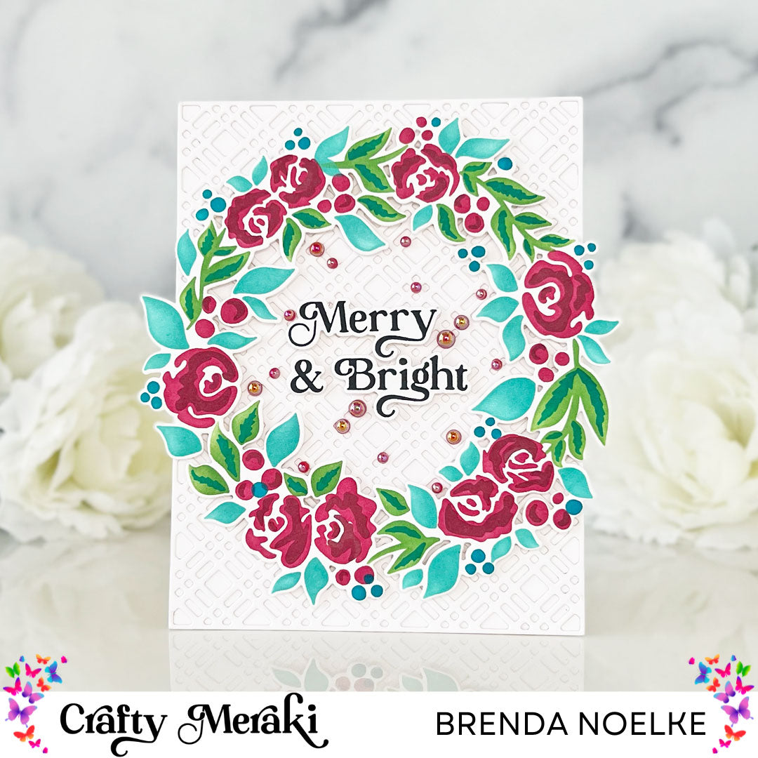 Merry & Bright with Blooming Halo Stencil