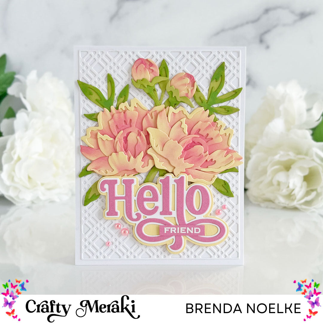 Hello Friend Peony Card by Brenda